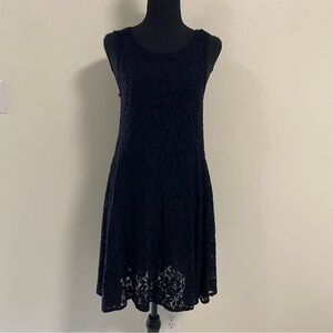 Free People Dress Womens Size Small Black Lace Miles Of Lace Dress Fit And Flare